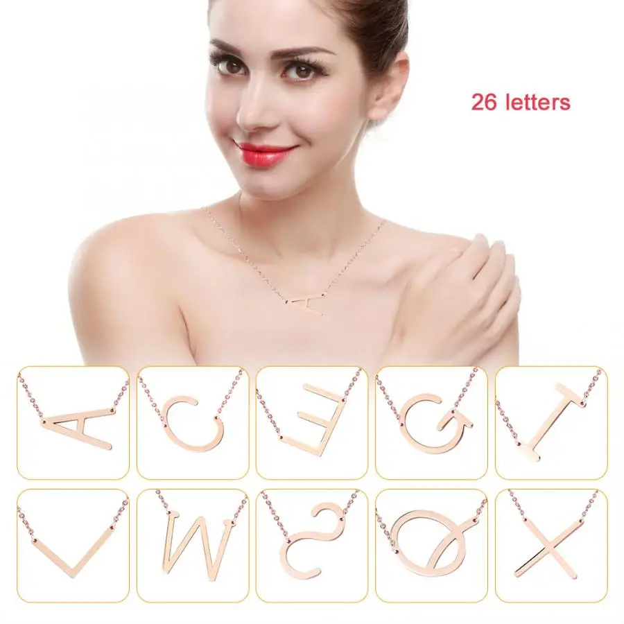 choker 26 Patterns Fashionable Stainless Steel Necklaces With Alphabets Shaped Pendant Rose Gold for birthday gift
choker 26 Patterns Fashionable Stainless Steel Necklaces With Alphabets Shaped Pendant Rose Gold for birthday gift
