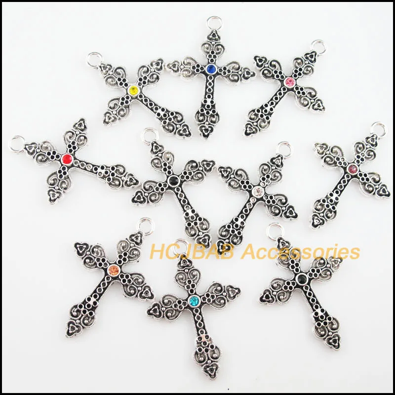 10 New Heart Cross Charms Tibetan Silver Tone Retro Mixed Crystal Pendants 34.5x50mm
10 New Heart Cross Charms Tibetan Silver Tone Retro Mixed Crystal Pendants 34.5x50mm