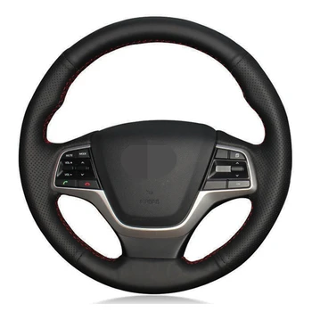 Car Steering Wheel Cover DIY Hand-stitched Black Artificial Leather For Hyundai Elantra 4 2016-2019 Solaris 2017-2019 Accent 
Car Steering Wheel Cover DIY Hand-stitched Black Artificial Leather For Hyundai Elantra 4 2016-2019 Solaris 2017-2019 Accent