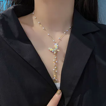 FYUAN Beautiful Butterfly Pendant Necklaces for Women Exquisite Long tassel Pearl Necklaces Weddings Jewelry Party Gifts
FYUAN Beautiful Butterfly Pendant Necklaces for Women Exquisite Long tassel Pearl Necklaces Weddings Jewelry Party Gifts