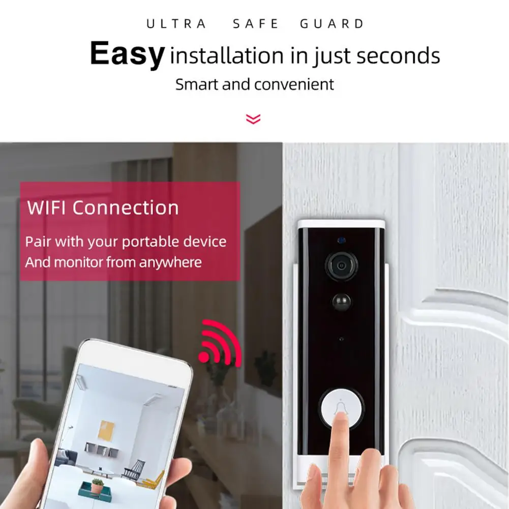 Smart WiFi Video Doorbell Camera COMS SENSOR Visual Intercom With Chime Night Vision IP Door Bell Wireless Home Security Camera
Smart WiFi Video Doorbell Camera COMS SENSOR Visual Intercom With Chime Night Vision IP Door Bell Wireless Home Security Camera