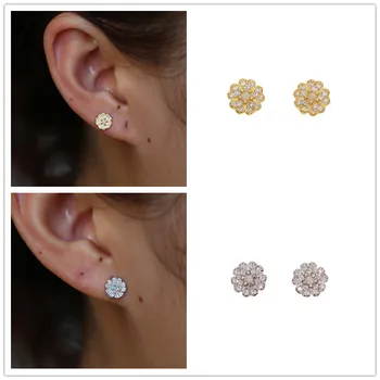 2 Colors 925 Sterling Silver Flower Shape Stud Earrings Paved White Cz Cute Mini Dainty Jewelry For Women Wedding Gift
2 Colors 925 Sterling Silver Flower Shape Stud Earrings Paved White Cz Cute Mini Dainty Jewelry For Women Wedding Gift