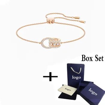 

SWA 2020 New FURTHER Bracelet Rose Gold Two Interlocking Fashion Sliding Buckle Bracelet Female Luxury Jewelry Romantic Gift