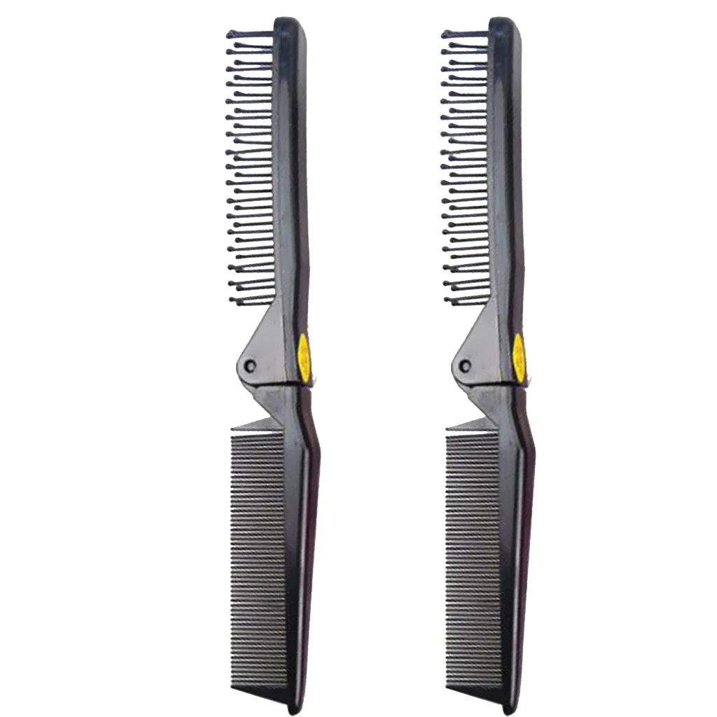 Foldable Travel Pocket Hair Comb & Brush, Pocket Comb Coarse/Fine for Men Women, Set of 2 Foldable Travel Pocket Hair Comb & Brush, Pocket Comb Coarse/Fine for Men Women, Set of 2