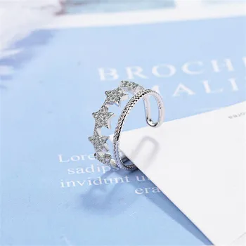 New Temperament Female Small Fresh Crystal Star 925 Sterling Silver Jewelry Double-layer Five-pointed Opening Rings SR443
New Temperament Female Small Fresh Crystal Star 925 Sterling Silver Jewelry Double-layer Five-pointed Opening Rings SR443