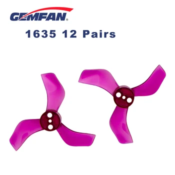 

12Pairs Gemfan 1635 1.6x3.5x3 40mm 1m/1.5mm Hole 3-blade Propeller for 1103 1105 RC Drone FPV Racing Brushless Motor