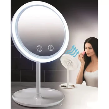 USB Rechargeable Fan LED Lamp Makeup Mirror Desktop Sweat-free Makeup Mirror 3 In 1 Cosmetic LED Light Mirror With Fan Indoor
USB Rechargeable Fan LED Lamp Makeup Mirror Desktop Sweat-free Makeup Mirror 3 In 1 Cosmetic LED Light Mirror With Fan Indoor