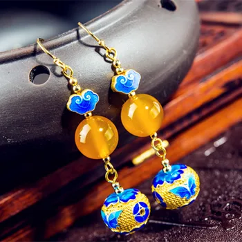 925 Pure Silver Yellow Agate Crystal Vintage Handmade Long Earrings For Women
925 Pure Silver Yellow Agate Crystal Vintage Handmade Long Earrings For Women