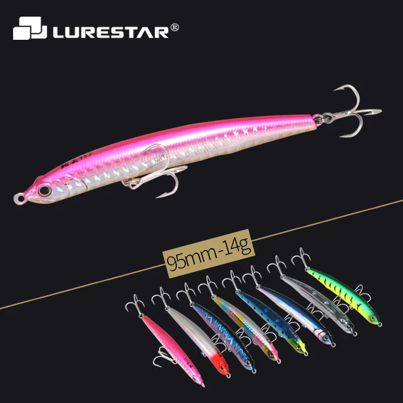 Lurestar 14 г 95 мм приманка для ловли окуня оригинальные рыболовные крючки Shudder