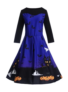 Womens Festival Designr Floral Print Dresses Halloween Crew Neck Long Sleeve Female Clothing Fashion Style Winter Casual Apparel
Womens Festival Designr Floral Print Dresses Halloween Crew Neck Long Sleeve Female Clothing Fashion Style Winter Casual Apparel