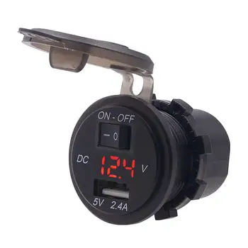 12V Mobile Phone Charger Socket Digital Display Voltmeter USB Charger Socket With ON-OFF Switch For Car Motorcycle ATV
12V Mobile Phone Charger Socket Digital Display Voltmeter USB Charger Socket With ON-OFF Switch For Car Motorcycle ATV