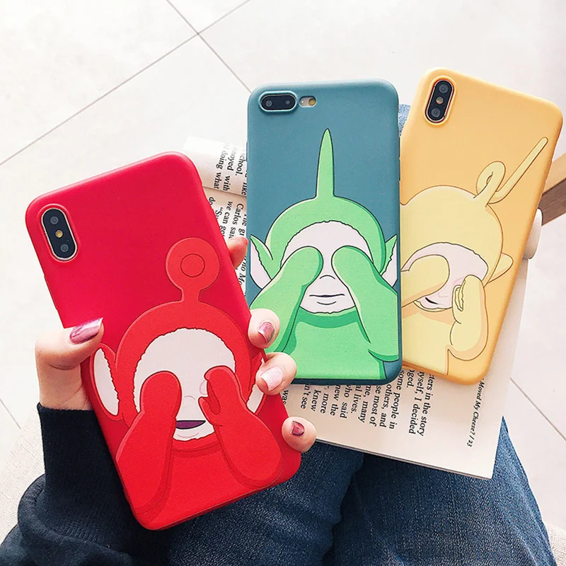 Милый чехол Teletubbies для iPhone 13 12 11 Pro X XR Xs Max 7 8 Plus мультяшный дипсии однотонный Мягкий