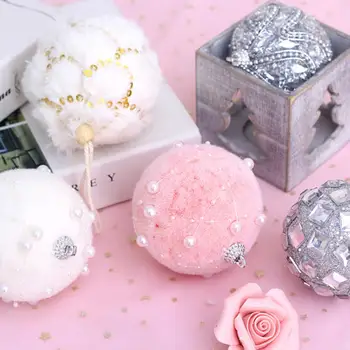 7/8cm Polystyrene Styrofoam Foam Ball Merry Christmas Rhinestone Glitter Baubles Tree Balls Decoration For Xmas Tree Hanging