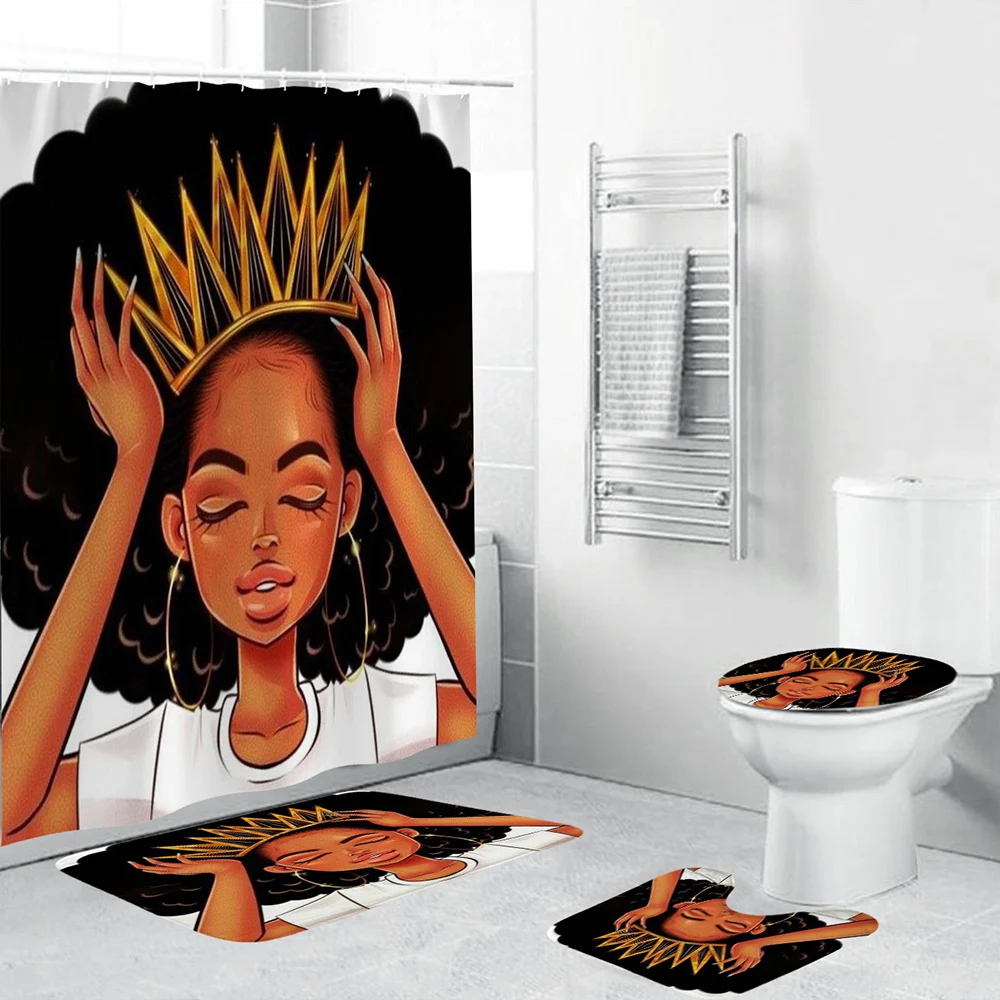 Beautiful African Girl Durable Fabric Shower Curtain Bathroom Set Carpet Cover Toilet Cover Bath Mat Pad 4 Piece
Beautiful African Girl Durable Fabric Shower Curtain Bathroom Set Carpet Cover Toilet Cover Bath Mat Pad 4 Piece