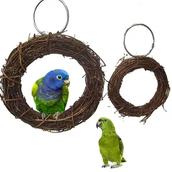 

Pet Birds Parrot Macaw Rattan Hoop Hanging Cage Climb Swing Chew Bite Ring Toy Bird Supplie Pet Products