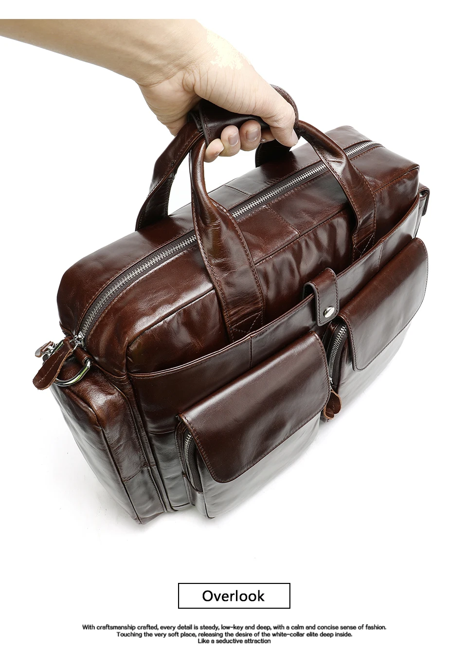 Fashion Bag Men's Briefcase/Genuine Leather Laptop Bag Leather Office