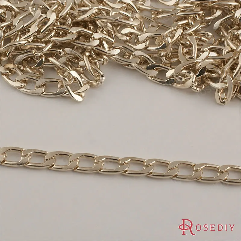 

Width 7mm/9mm/13mm Champagne Gold color Plated Aluminum Flat Extended Chains Diy Jewelry Findings 2 Meter or 5 Meter (JM7765)