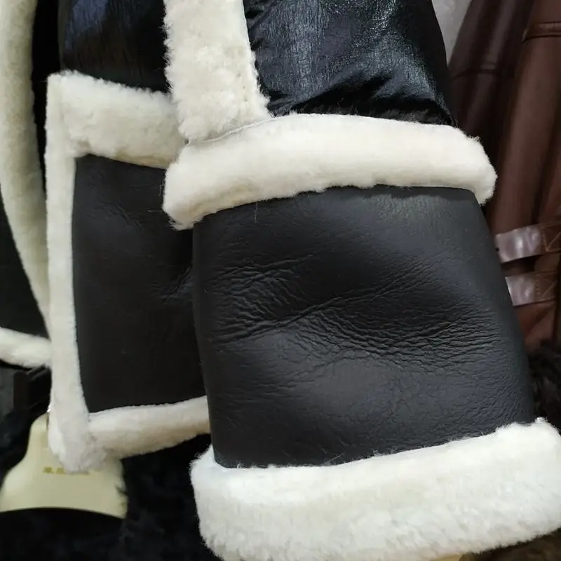 Winter Women Coat Genuine Sheepskin Leather Sheep Fur Duck Down Coat Female Jackets Silver Color Loose Size Turn Down Collar (7)