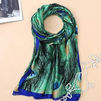 Women Luxury Brand Chiffon Silk Scarf Green Peacock Feather Print Long Shawl Large Pashmina Wraps Female Foulard 180x90cm
Women Luxury Brand Chiffon Silk Scarf Green Peacock Feather Print Long Shawl Large Pashmina Wraps Female Foulard 180x90cm