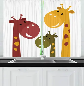 Exotic Kitchen Curtains Nursery Themed Giraffe Family Cartoon Tropical Animals Scene on Plain Background Window Drapes
Exotic Kitchen Curtains Nursery Themed Giraffe Family Cartoon Tropical Animals Scene on Plain Background Window Drapes