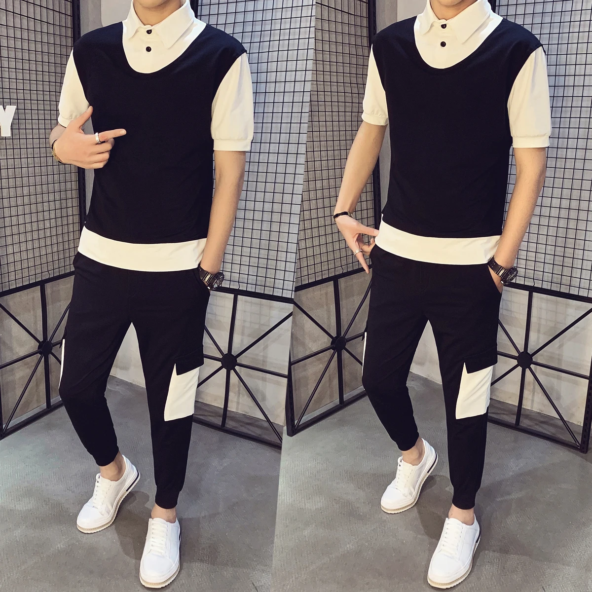 2020 Summer Pants Trousers Slim Fit 2pcs Set Patchwork Hip Hop Sweatshirt+pant Male Track Sweat Suit Casual Short Sleeve
2020 Summer Pants Trousers Slim Fit 2pcs Set Patchwork Hip Hop Sweatshirt+pant Male Track Sweat Suit Casual Short Sleeve