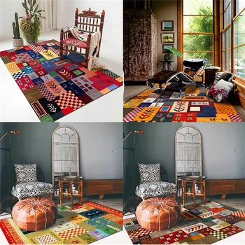 Geometric Pattern Rug Indian Colorful Ethnic-Style Bedroom Living Room Corridor Kitchen Bathroom Bed Blanket Anti-Slip Mat 
Geometric Pattern Rug Indian Colorful Ethnic-Style Bedroom Living Room Corridor Kitchen Bathroom Bed Blanket Anti-Slip Mat
