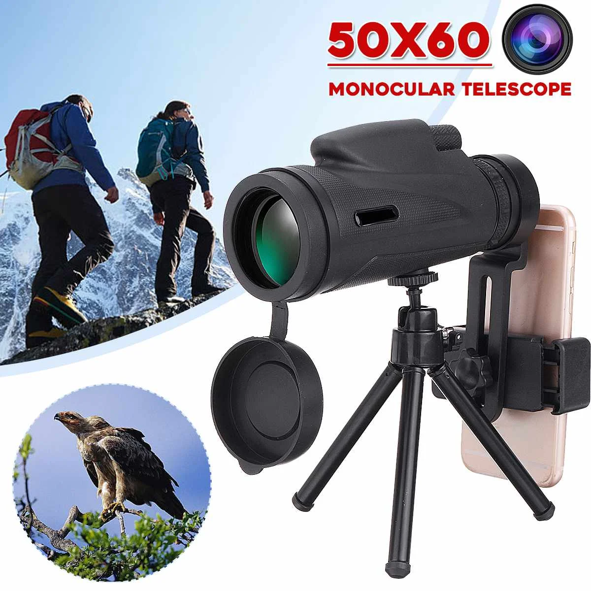 50X60/80x100 Professional Monocular Powerful Telescope for Mobile Military Eyepiece Handheld Objective Lens Hunting Optics
50X60/80x100 Professional Monocular Powerful Telescope for Mobile Military Eyepiece Handheld Objective Lens Hunting Optics