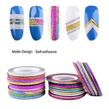 FlorVida 1 Set 30 pcs 1mm 2mm 3mm Matte Striping Tape Nail Sticker 10 Colors Line Glitters Stickers Nail Art Decoration
FlorVida 1 Set 30 pcs 1mm 2mm 3mm Matte Striping Tape Nail Sticker 10 Colors Line Glitters Stickers Nail Art Decoration