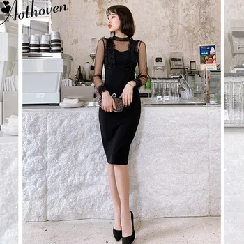 Vintage Elegant Mesh Patchwork Pencil Dress Long Sleeve Cheongsam Party Evening Dress Autumn High-end Women White Dress Vestidos
Vintage Elegant Mesh Patchwork Pencil Dress Long Sleeve Cheongsam Party Evening Dress Autumn High-end Women White Dress Vestidos