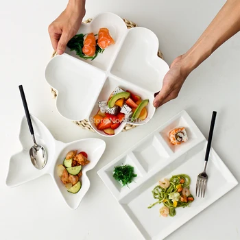 Pure White Ceramic Divider Plate Children's Divided Food Assortment Household Separation Fruit Dessert Dried Fruit Plate
Pure White Ceramic Divider Plate Children's Divided Food Assortment Household Separation Fruit Dessert Dried Fruit Plate