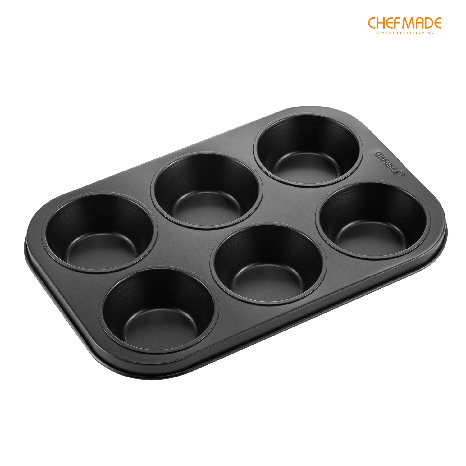 CHEFMADE Muffin Cake Pan,6-Cavity Non-Stick Cupcake Bakeware,FDA Approved for Oven Baking 
CHEFMADE Muffin Cake Pan,6-Cavity Non-Stick Cupcake Bakeware,FDA Approved for Oven Baking