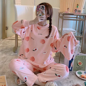 XIFER Autumn and Winter Women Pajamas Flannel Long-sleeved Cute Sweet Beauty Raw Thickening Plus Velvet Coral Velvet Home Wear
XIFER Autumn and Winter Women Pajamas Flannel Long-sleeved Cute Sweet Beauty Raw Thickening Plus Velvet Coral Velvet Home Wear