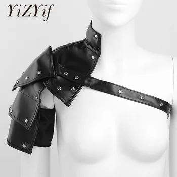 

Body Chest Harness Bondage Sexy Clubwear Gothic Steampunk Faux Leather Single Shoulder Armor Cosplay Costume Shoulder Lingerie