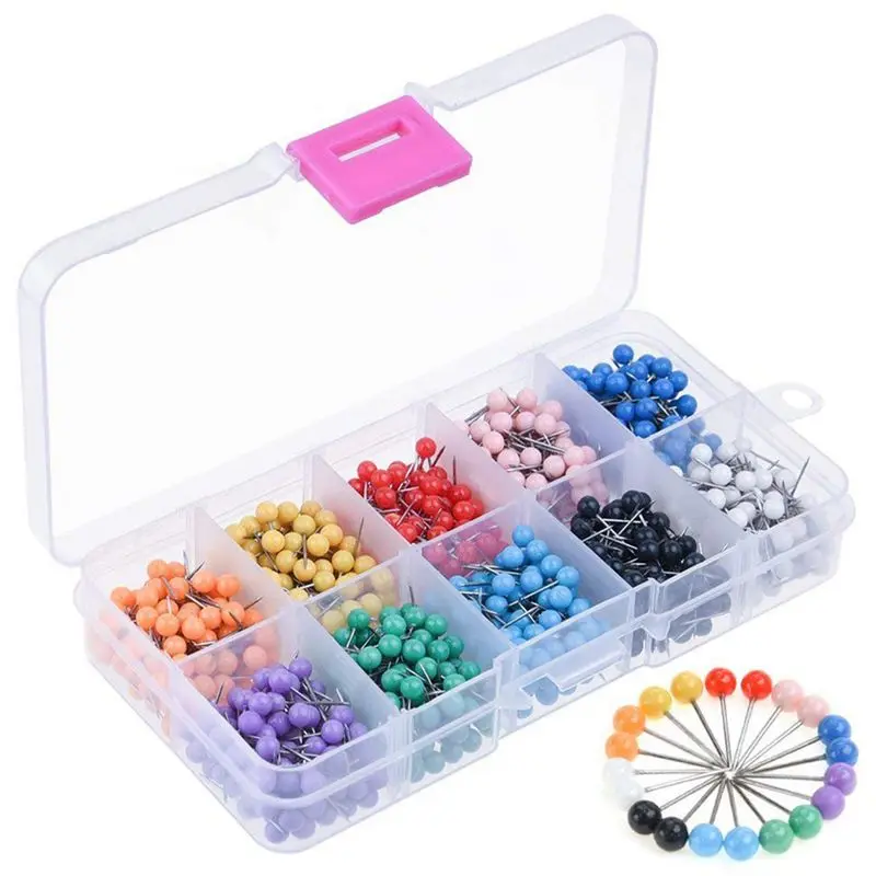 1000 Pieces 1/8 inch Map Push Pins Map Tacks with Plastic Round Heads and Steel Needle Points 10 Colors (Each Color 100 PCS)
1000 Pieces 1/8 inch Map Push Pins Map Tacks with Plastic Round Heads and Steel Needle Points 10 Colors (Each Color 100 PCS)