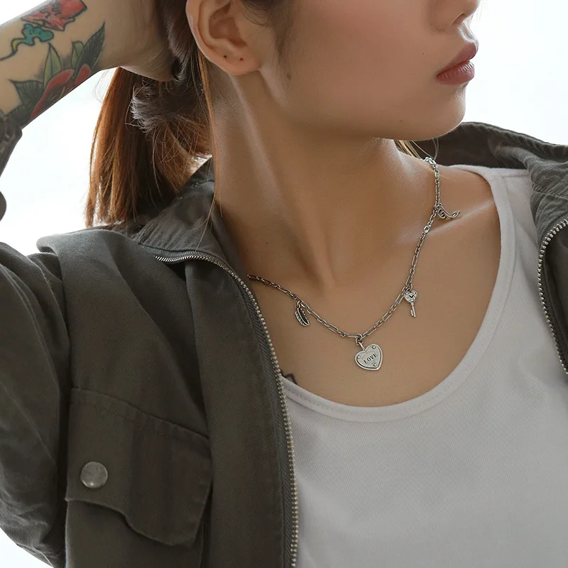 Far Vatican Origional Accessories S925 Fine Silver Accessories Women's Vintage Retro Thai Silver Necklace Multi-Element Heart Ne
Far Vatican Origional Accessories S925 Fine Silver Accessories Women's Vintage Retro Thai Silver Necklace Multi-Element Heart Ne