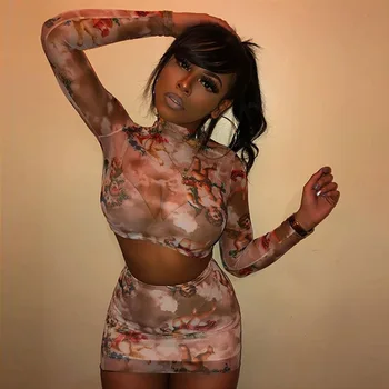 Women Orange Hot Outfits Sexy Print Short Two See-Through Fishnet Sets Long Sleeve Tops + Bodycon Mini Skirt Suit
Women Orange Hot Outfits Sexy Print Short Two See-Through Fishnet Sets Long Sleeve Tops + Bodycon Mini Skirt Suit