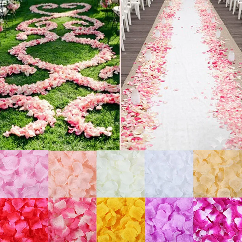 

500pcs/Lot Romantic Silk Petals Artificial Rose Flower Silk Petals for Throwing Walkway Romantic Wedding Decoration Accessories