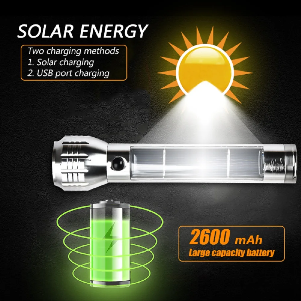 Solar Charge LED Flashlight Energy Saving Solar LED Torch USB Rechargeable Flashlight Zoomable Torch Emergency Flashilight
Solar Charge LED Flashlight Energy Saving Solar LED Torch USB Rechargeable Flashlight Zoomable Torch Emergency Flashilight