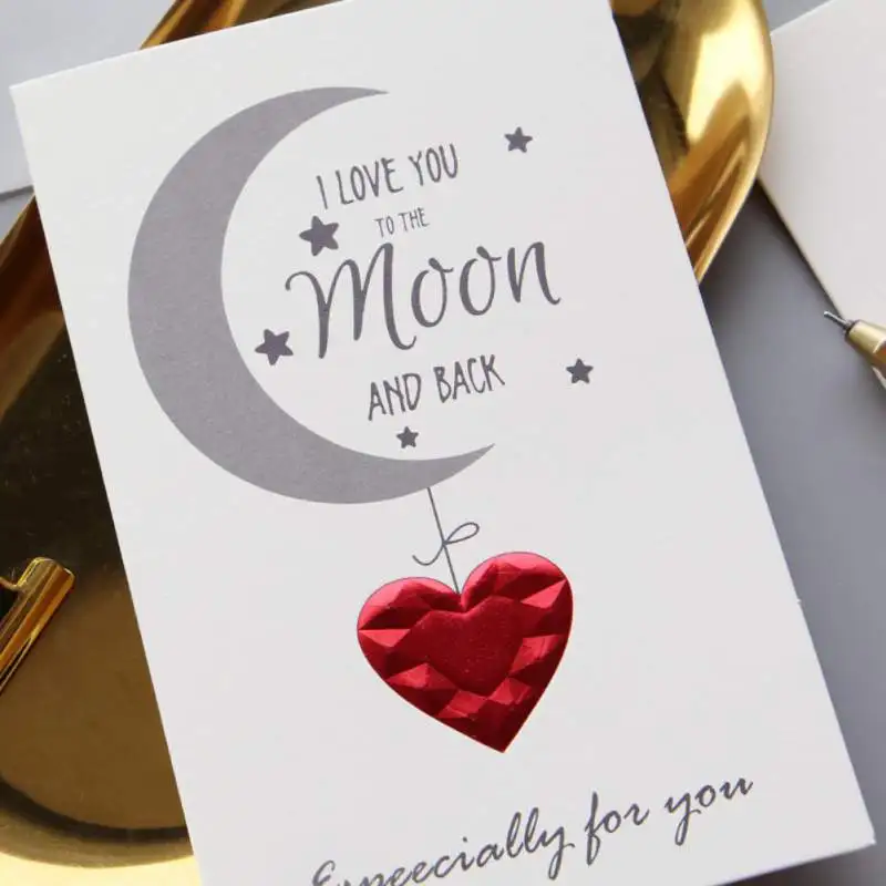 high quality valentines day greeting card solid red heart card