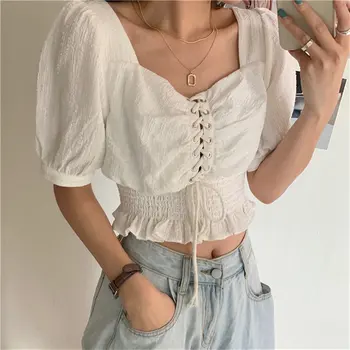 Alien Kitty Puff Sleeves High Waist Square Collar Summer 2020 Gentle Hot All Match Plus Size Women Lace Up Sexy Short Blouses
Alien Kitty Puff Sleeves High Waist Square Collar Summer 2020 Gentle Hot All Match Plus Size Women Lace Up Sexy Short Blouses