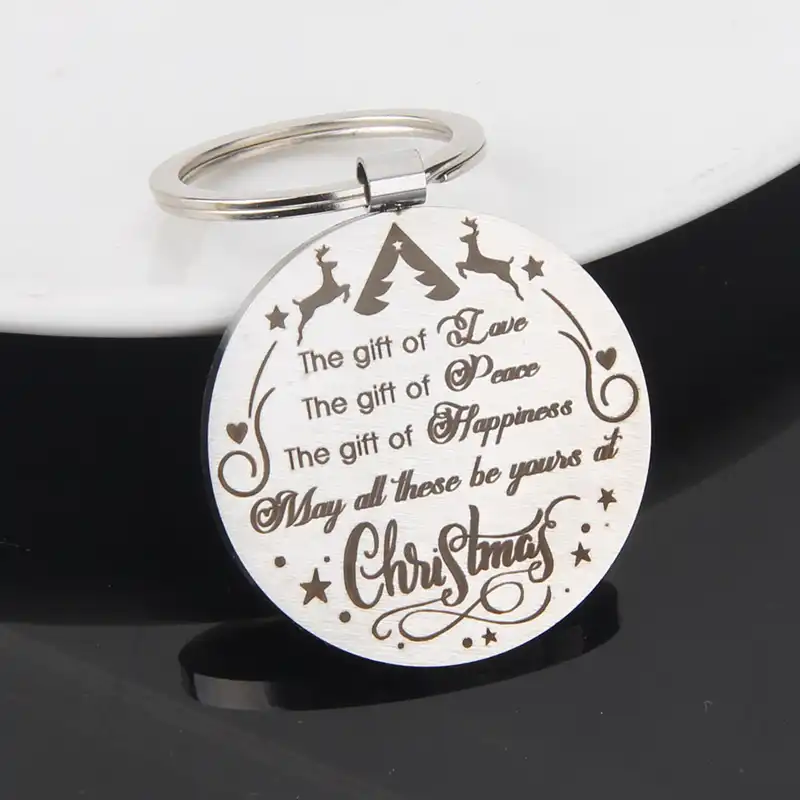 christmas keychain gift big round engraved the gift of love