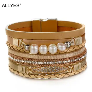 ALLYES Vintage Multilayer Leather Crystal Bracelet for Women Men New Beads Pearl Charms Wrap Bracelets Femme Fashion Jewelry
ALLYES Vintage Multilayer Leather Crystal Bracelet for Women Men New Beads Pearl Charms Wrap Bracelets Femme Fashion Jewelry