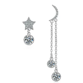 South Korea Elegant Five-pointed Star Ear Stud Non-symmetrical Diamond Set Star Moon Zircon Earrings Tassels Earrings
South Korea Elegant Five-pointed Star Ear Stud Non-symmetrical Diamond Set Star Moon Zircon Earrings Tassels Earrings