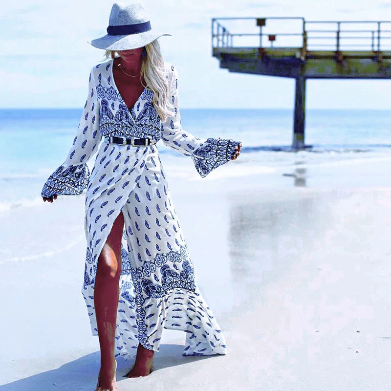 Sexy Beach Summer Dress Bikini Cover-ups Vintage Bohemian Maxi Dress Robe Femme Boho Floral Women Split Long Dress Swimsuit Top
Sexy Beach Summer Dress Bikini Cover-ups Vintage Bohemian Maxi Dress Robe Femme Boho Floral Women Split Long Dress Swimsuit Top