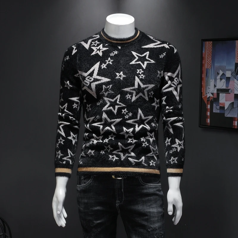 Fashion Star Printing Sweater Thickening Imitate Mink Down Jacquard Weave Round Neck Knitting Unlined Upper Garment Noel Kazak
Fashion Star Printing Sweater Thickening Imitate Mink Down Jacquard Weave Round Neck Knitting Unlined Upper Garment Noel Kazak