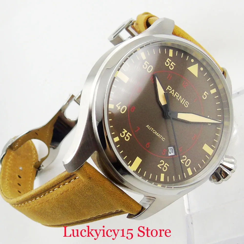 PARNIS Automatic Men Wristwatch 47mm Brushed Case Date Function Deployment Clasp
PARNIS Automatic Men Wristwatch 47mm Brushed Case Date Function Deployment Clasp