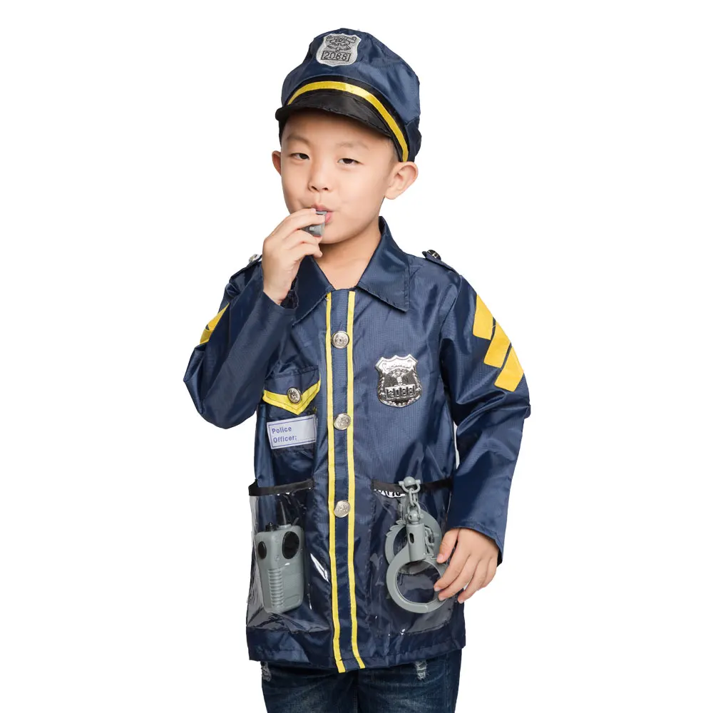 

Umorden Kids Child Police Officer Policeman Cop Costume Cosplay Kindergarten Role Play House Kit Set for Boys Halloween Dress Up