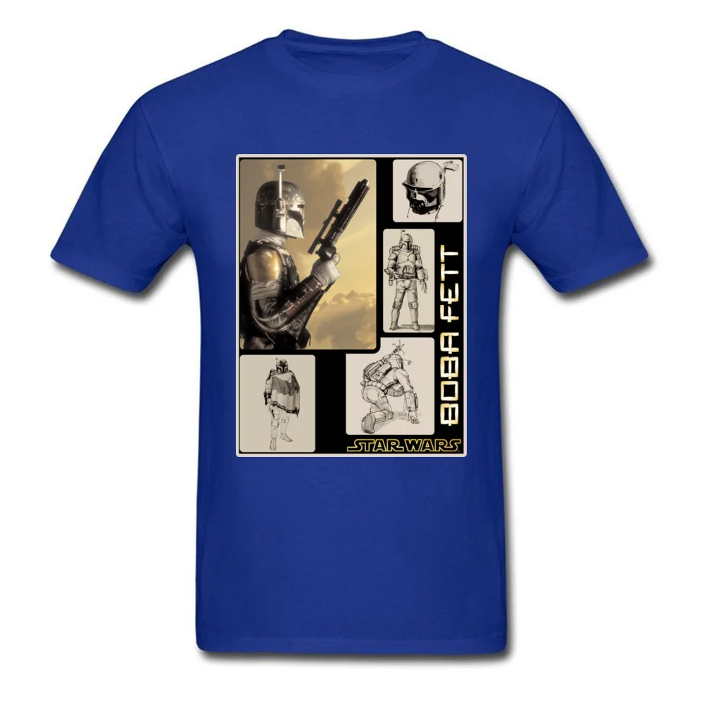 Star Wars Boba Fett Detailed Family Male T-shirts Crew Neck Short Sleeve 100% Cotton Fabric Tops T Shirt Geek Tee-Shirts Boba Fett Detailed blue