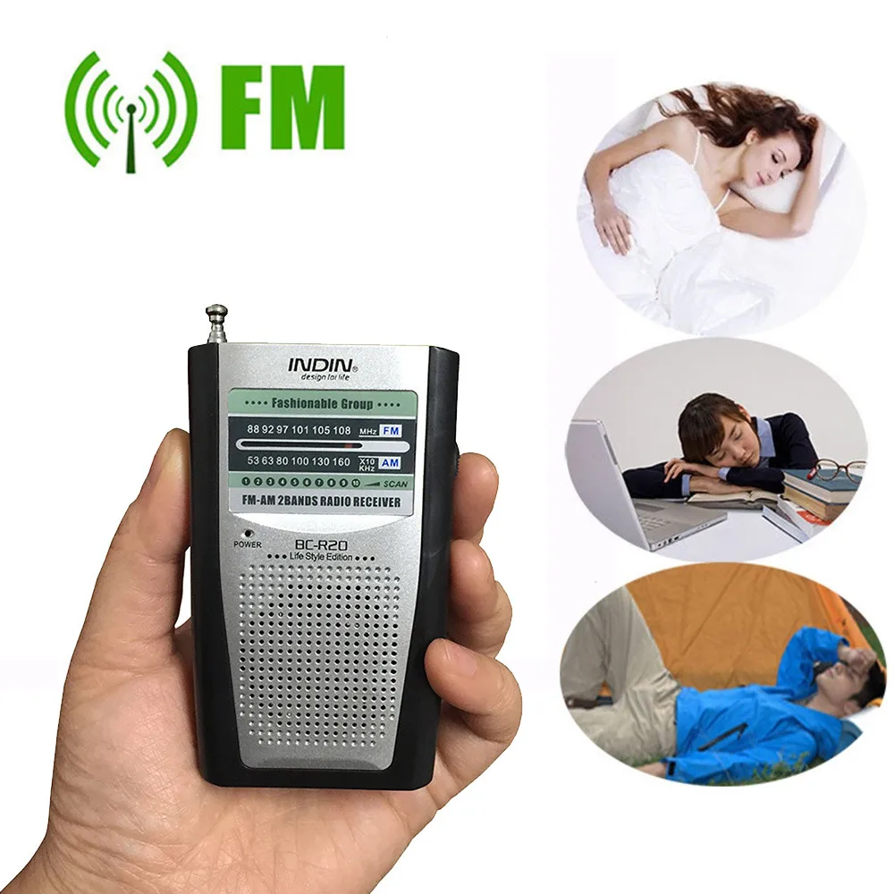 BC-R20 Mini Radio INDIN Portable AM/FM Telescopic Antenna Pocket World Receiver Built in speaker | Электроника