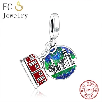 

FC Jewelry 100% 925 Silver Red Peak Tram of HongKong Pendant Bead Fit Original Brand Charm Bracelet For Making Berloque 2020